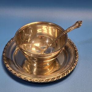 Elegant Silver Bowl and Attached Plate Set